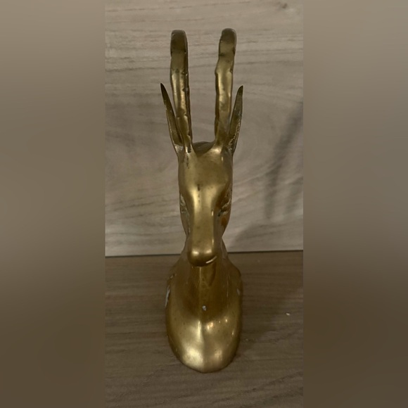 Vintage Brass Head Ibex Gazelle MCM Decor 7” - Picture 2 of 9